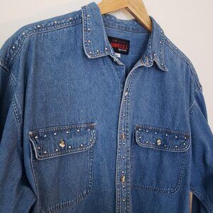 Vintage Denim Studded Jean Shirt/Jacket Button Down 80s 90s Sunbelt Sportswear